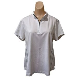 EP Pro Shirt Womens Large White Golf Quarter Zip Mock Neck Tour Tech Athletic